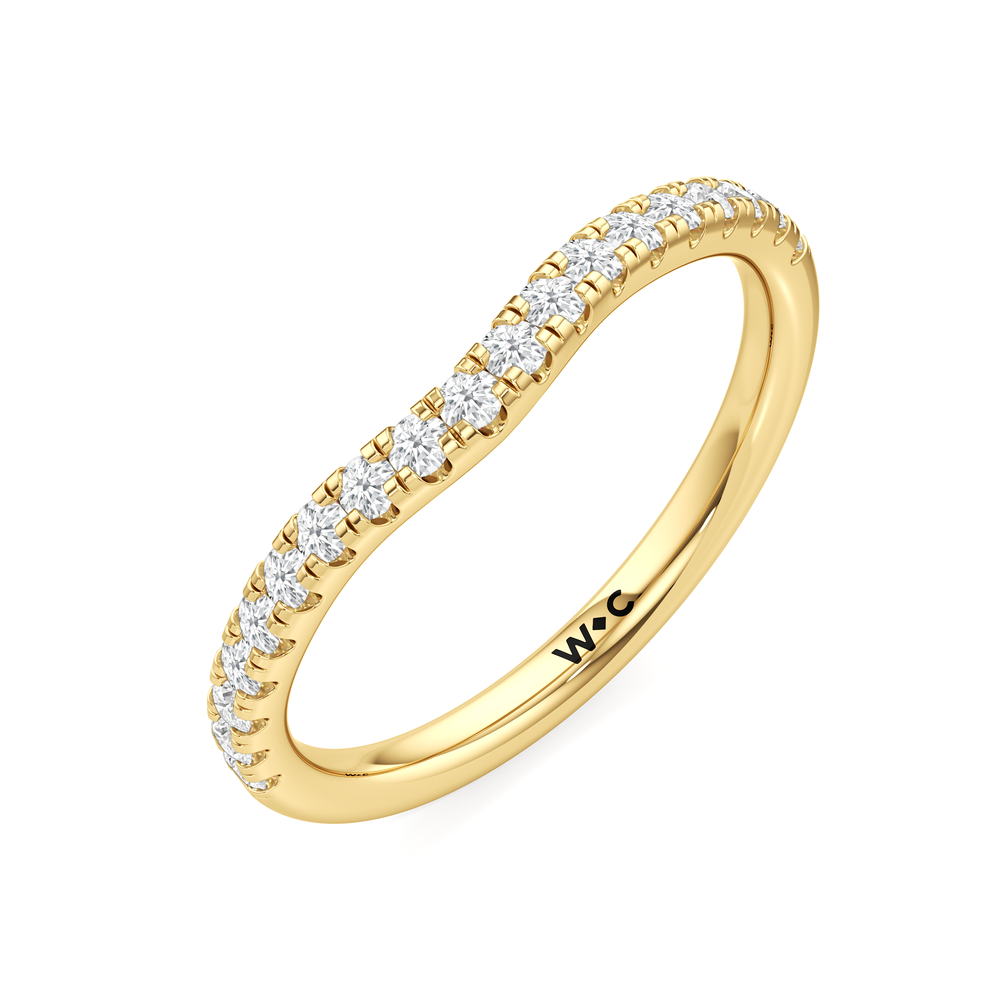 Trellis Oval Side Stone Diamond Wedding Band with 14KT Yellow Gold Cut Diamond in 14KT Yellow Gold view 5
