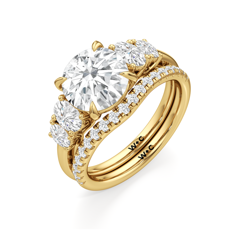 Trellis Oval Side Stone Diamond Wedding Band with 14KT Yellow Gold Cut Diamond in 14KT Yellow Gold view 6
