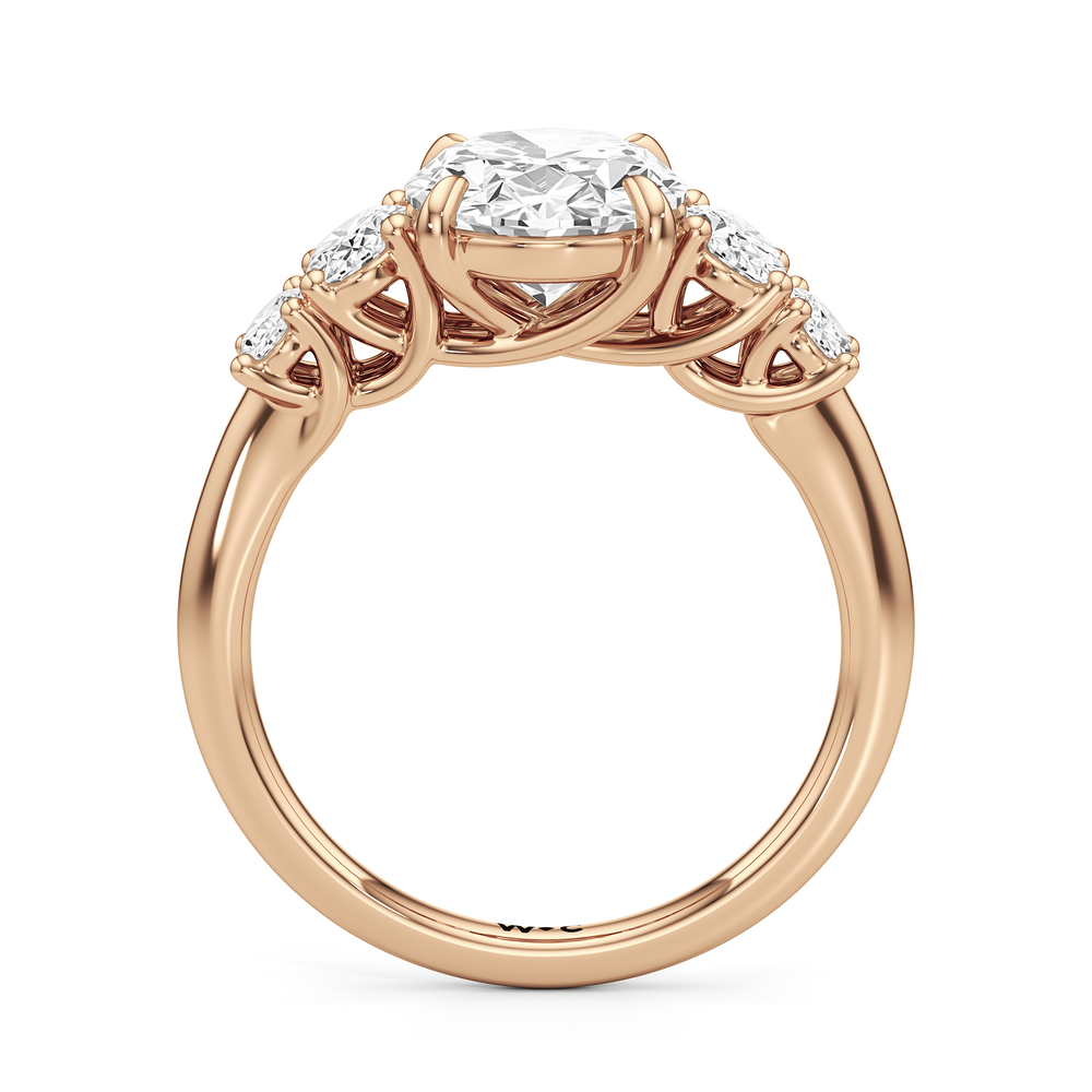 Trellis Oval Side Stone Engagement Ring with Oval Cut Diamond in 14KT Rose Gold view 4
