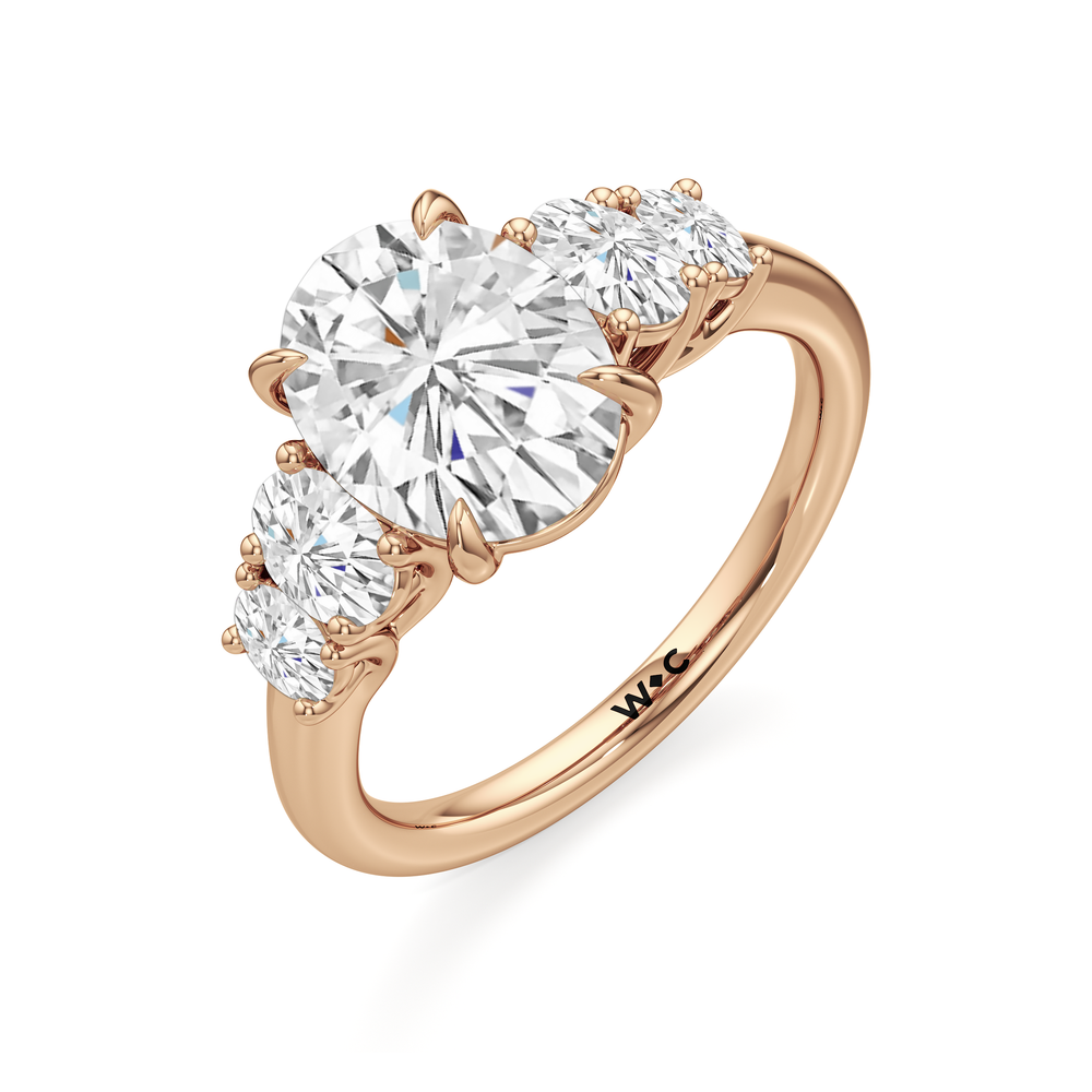 Trellis Oval Side Stone Engagement Ring with Oval Cut Diamond in 14KT Rose Gold view 5
