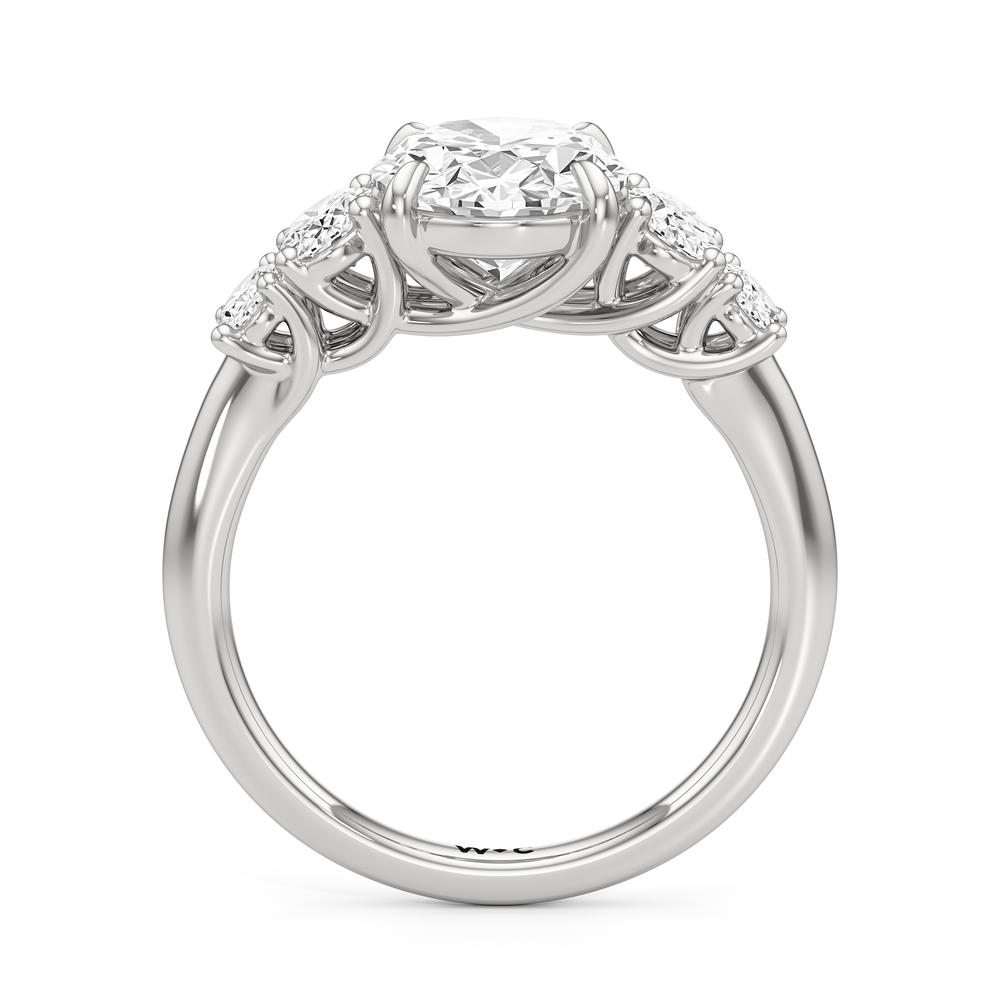 Trellis Oval Side Stone Engagement Ring with Oval Cut Diamond in 14KT White Gold view 4
