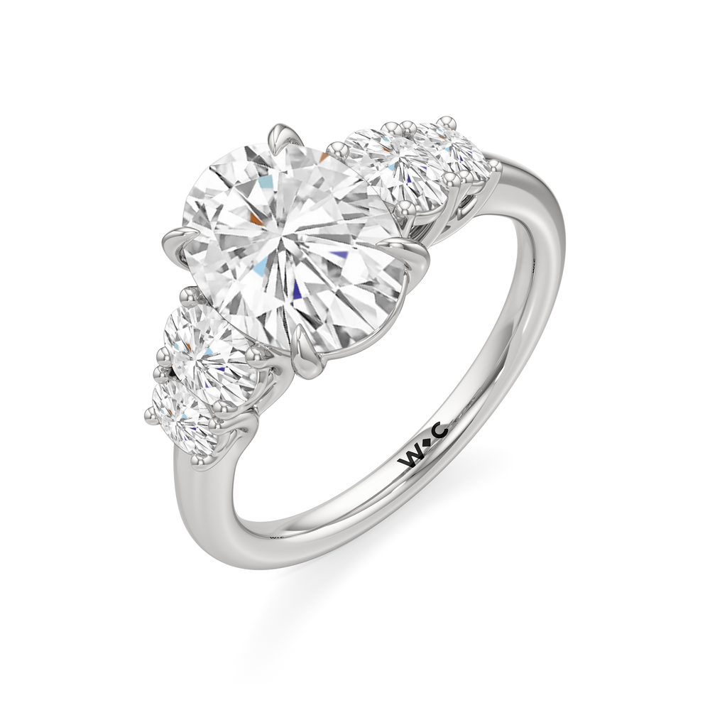 Trellis Oval Side Stone Engagement Ring with Oval Cut Diamond in 14KT White Gold view 5

