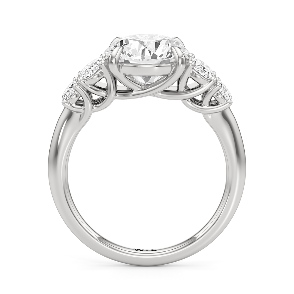 Trellis Oval Side Stone Engagement Ring with Round Cut Diamond in 14KT White Gold view 4
