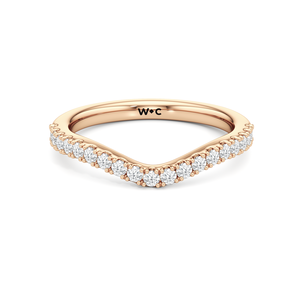 Trellis Pear Side Stone Diamond Wedding Band with 14KT Rose Gold Cut Diamond in 14KT Rose Gold view 1
