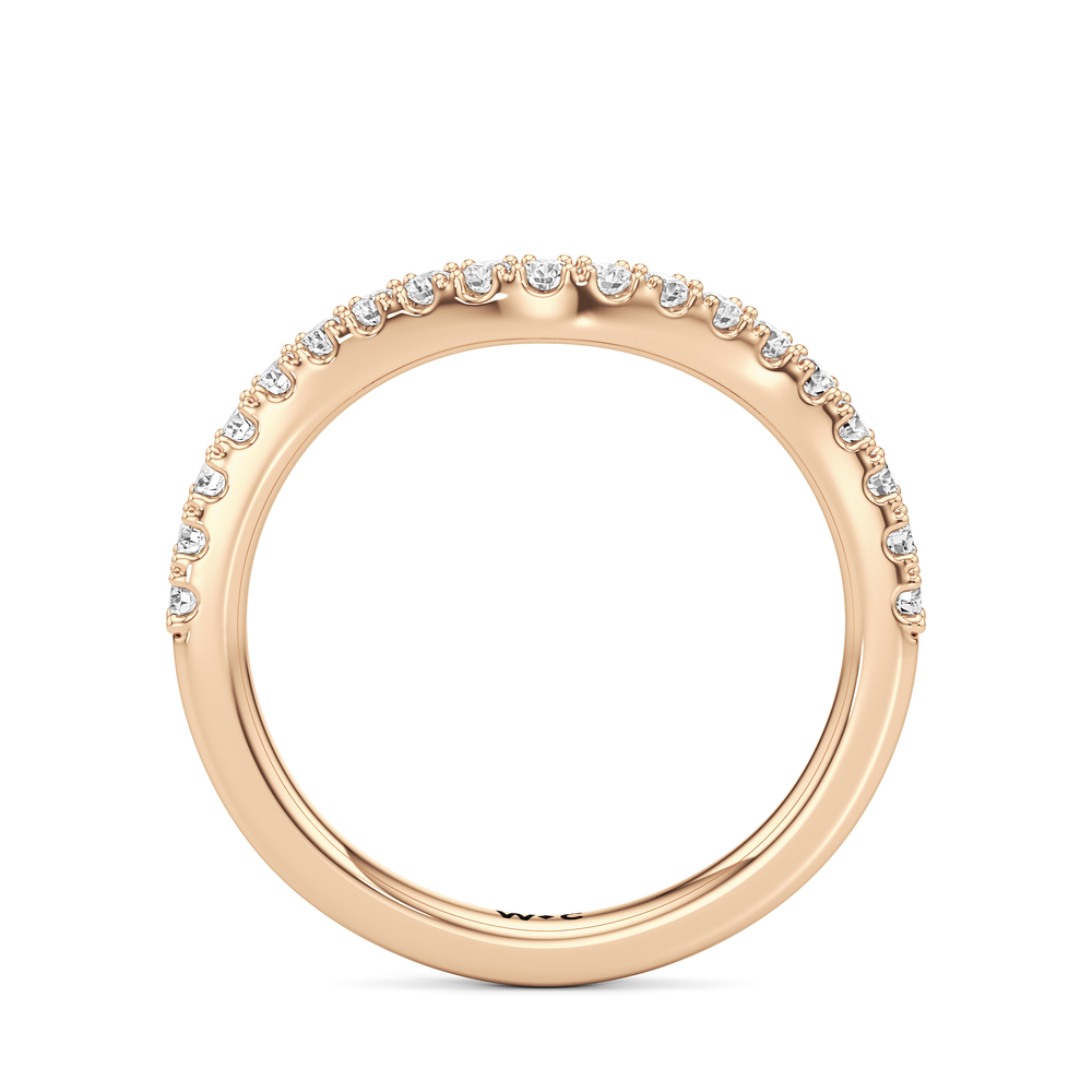 Trellis Pear Side Stone Diamond Wedding Band with 14KT Rose Gold Cut Diamond in 14KT Rose Gold view 4
