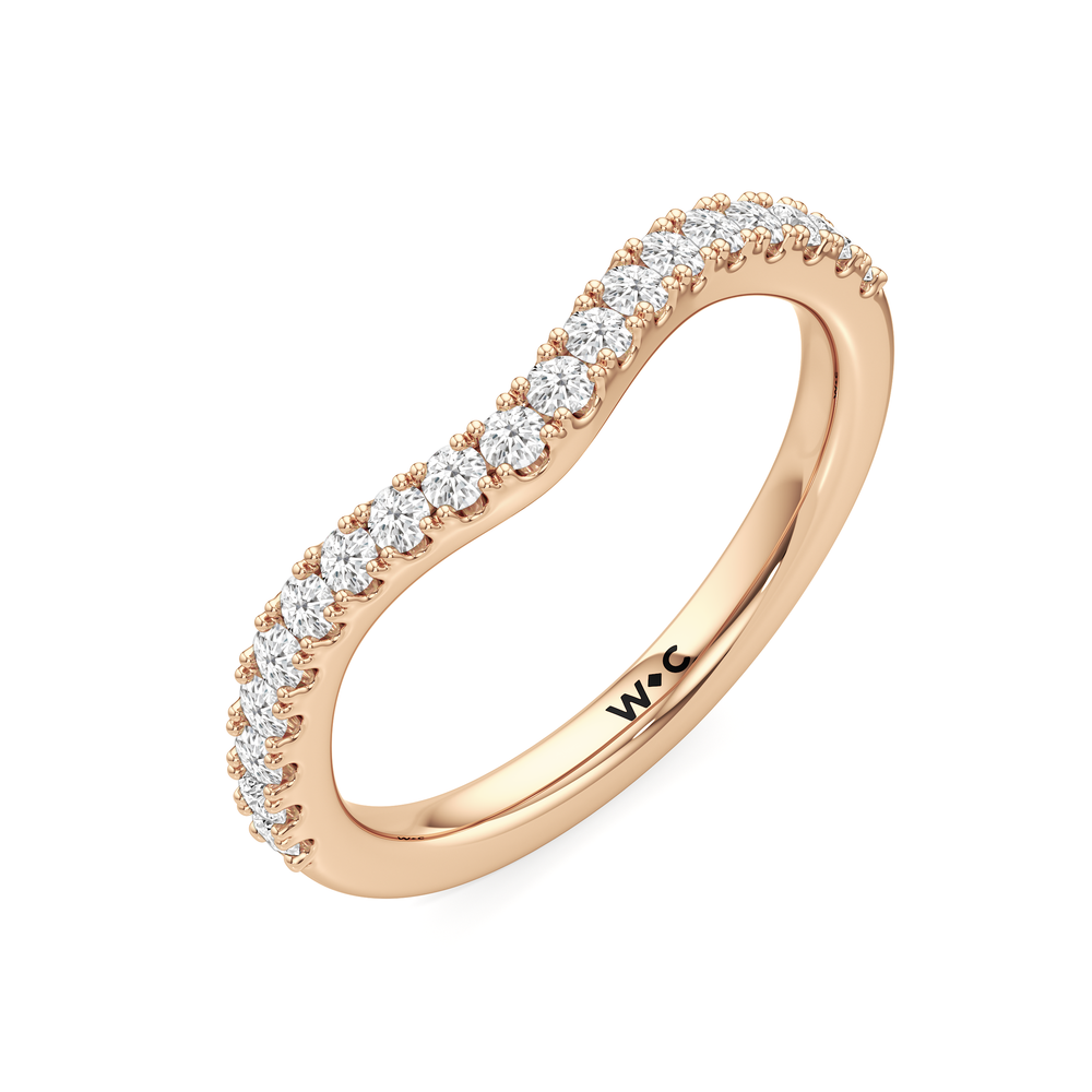 Trellis Pear Side Stone Diamond Wedding Band with 14KT Rose Gold Cut Diamond in 14KT Rose Gold view 5
