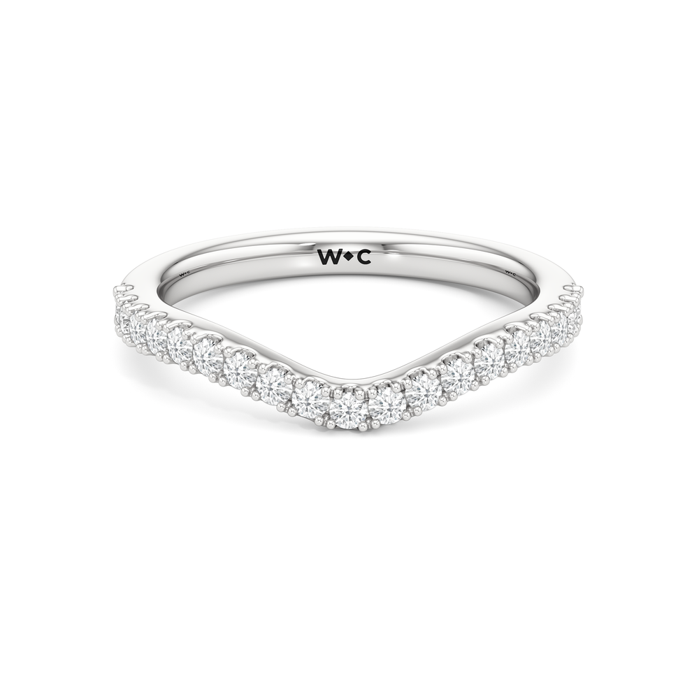 Trellis Pear Side Stone Diamond Wedding Band with 14KT White Gold Cut Diamond in 14KT White Gold view 1
