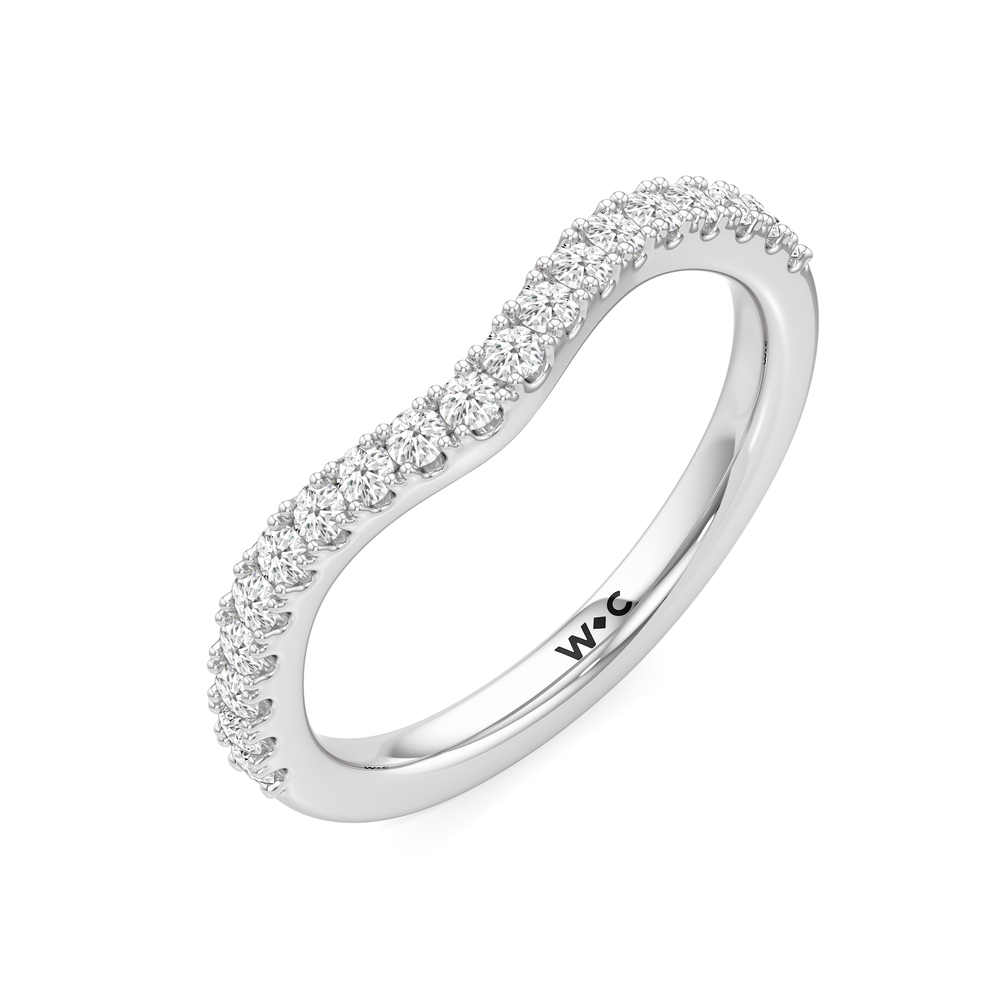 Trellis Pear Side Stone Diamond Wedding Band with 14KT White Gold Cut Diamond in 14KT White Gold view 5
