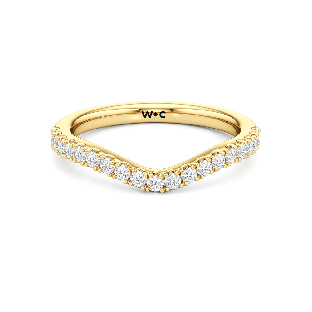 Trellis Pear Side Stone Diamond Wedding Band with 14KT Yellow Gold Cut Diamond in 14KT Yellow Gold view 1
