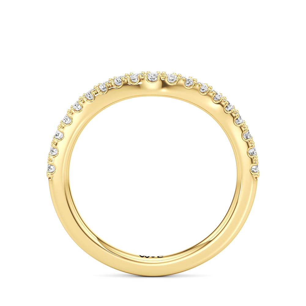 Trellis Pear Side Stone Diamond Wedding Band with 14KT Yellow Gold Cut Diamond in 14KT Yellow Gold view 4
