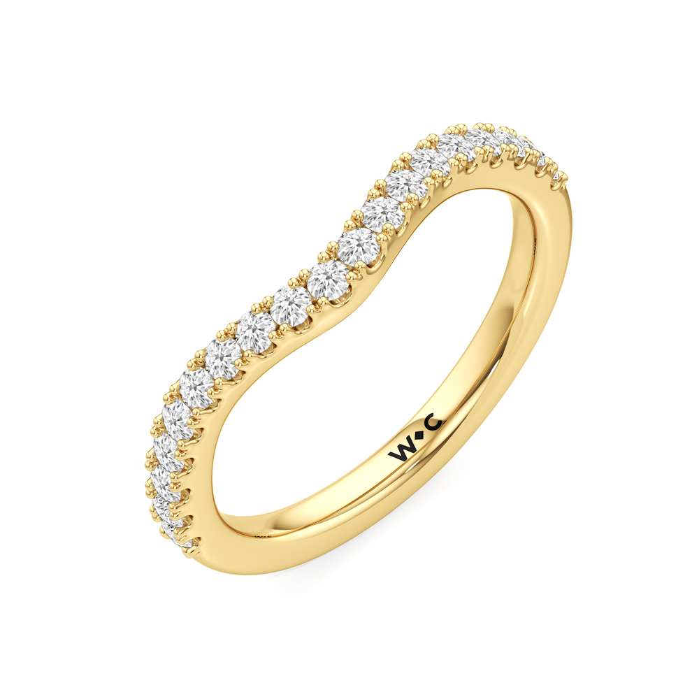 Trellis Pear Side Stone Diamond Wedding Band with 14KT Yellow Gold Cut Diamond in 14KT Yellow Gold view 5
