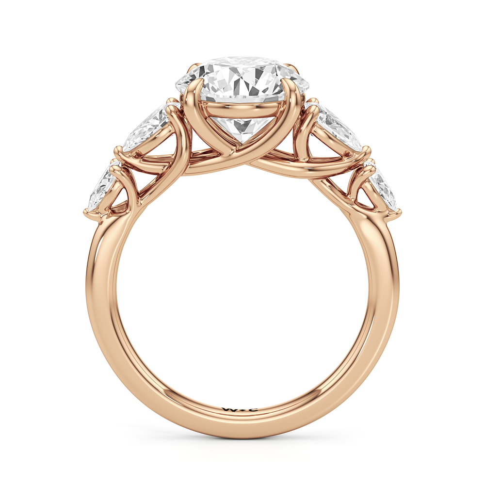 Trellis Pear Side Stone Engagement Ring with Round Cut Diamond in 14KT Rose Gold view 4
