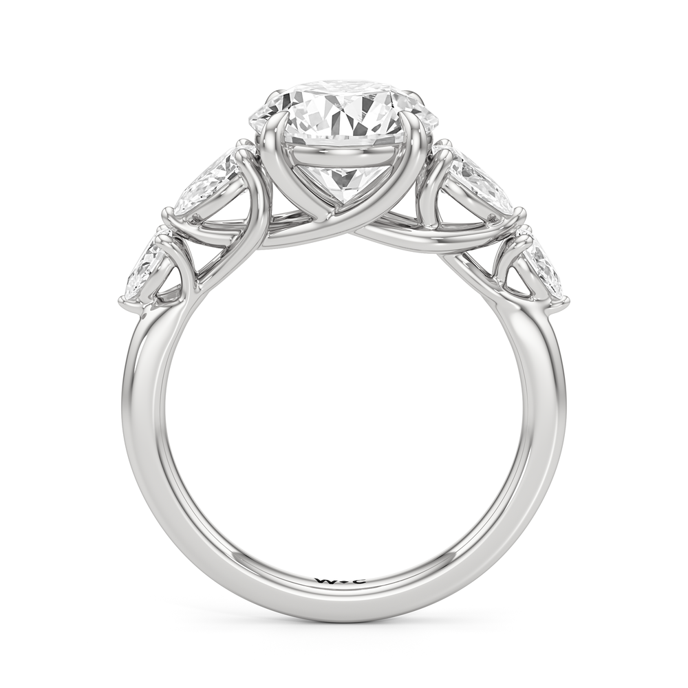 Trellis Pear Side Stone Engagement Ring with Round Cut Diamond in 14KT White Gold view 4
