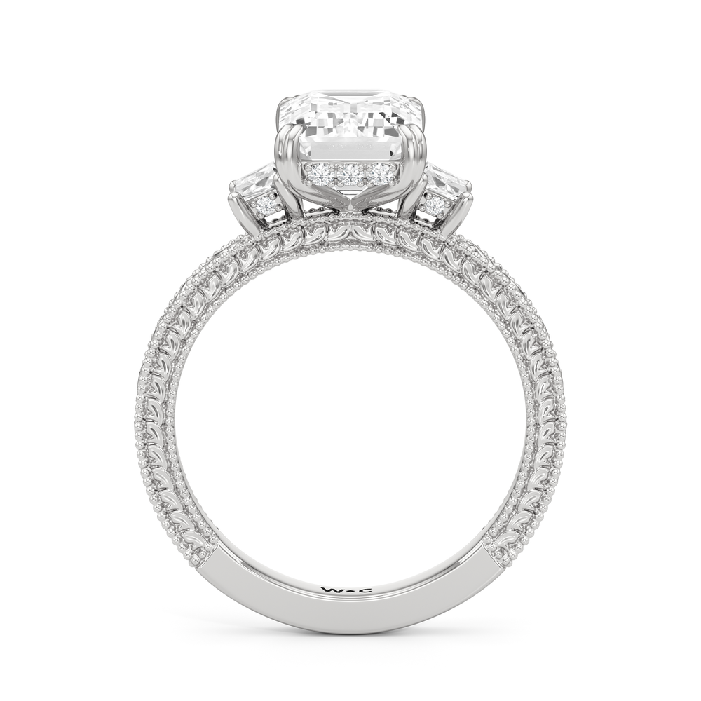 1503998-Engagement Ring with Emerald Cut Diamond in 14KT White Gold view 4
