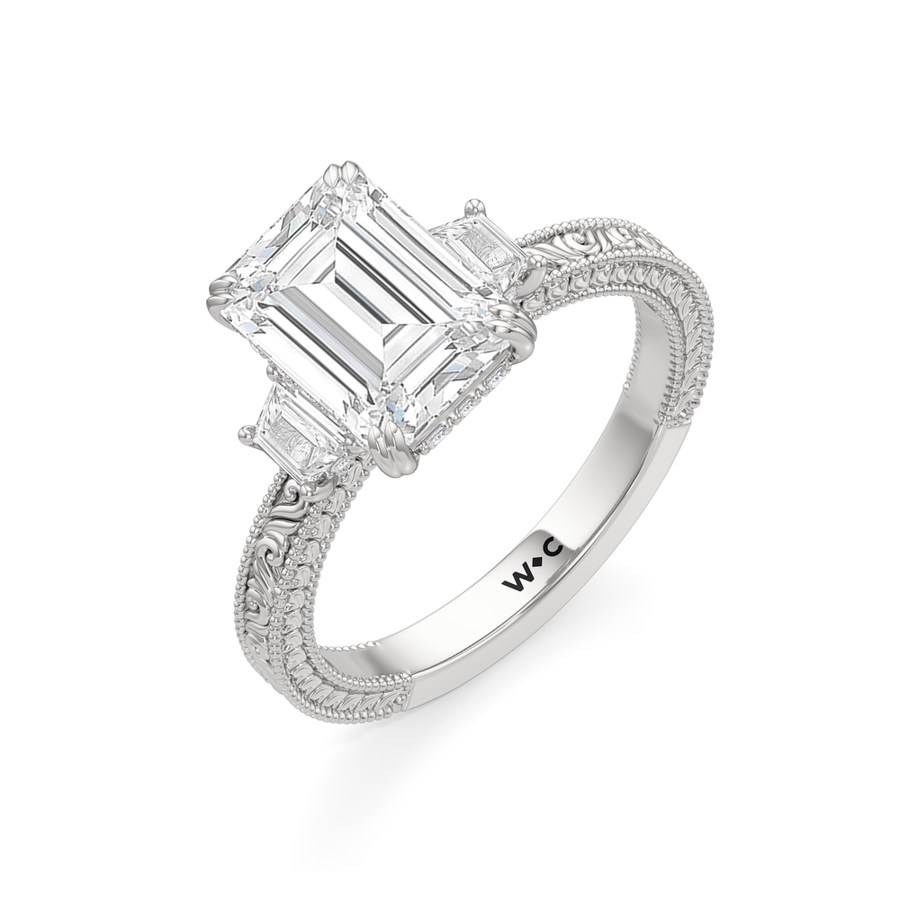 1503998-Engagement Ring with Emerald Cut Diamond in 14KT White Gold view 5
