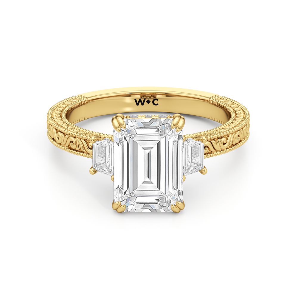 1503998-Engagement Ring with Emerald Cut Diamond in 14KT Yellow Gold view 1
