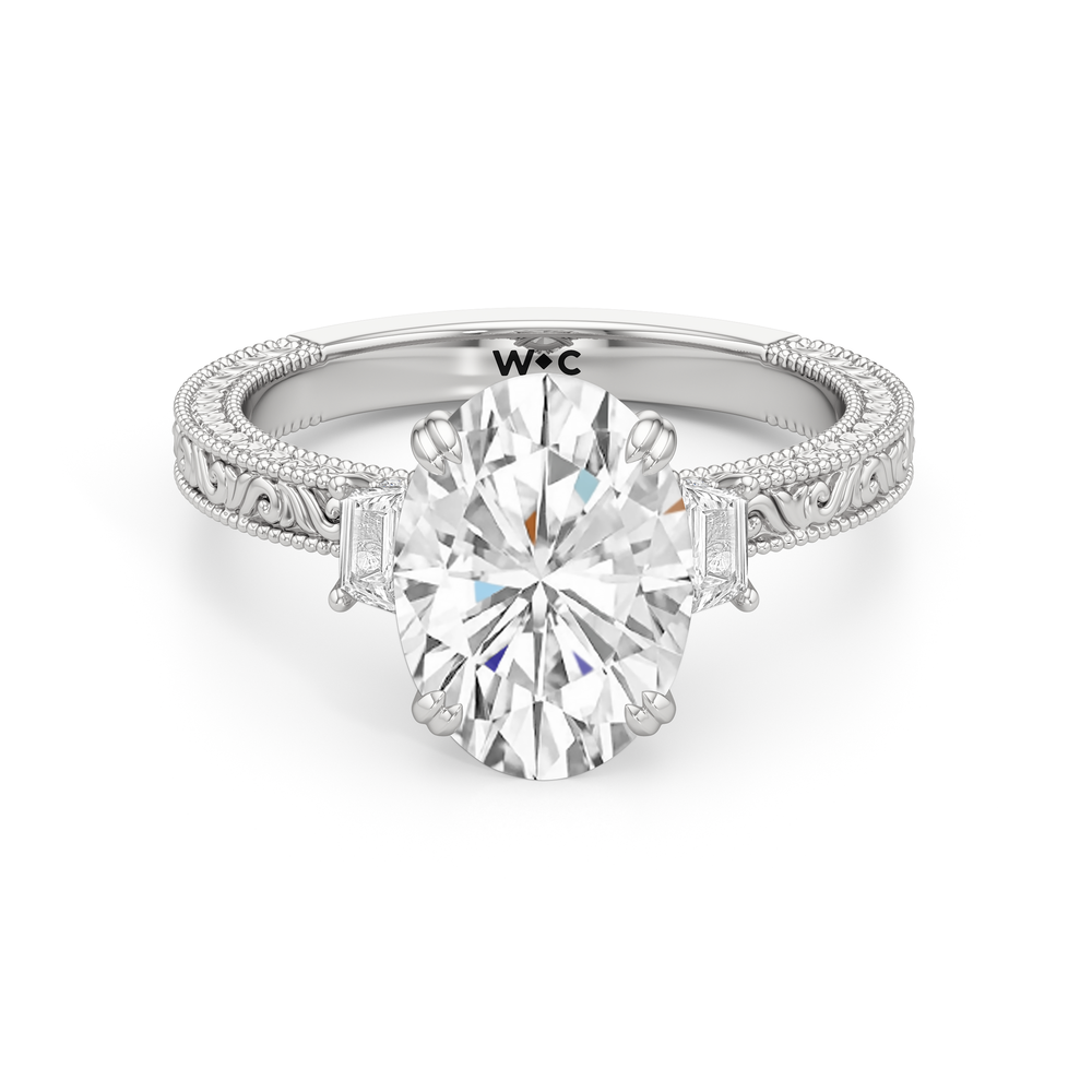 1503998-Engagement Ring with Oval Cut Diamond in 14KT White Gold view 1
