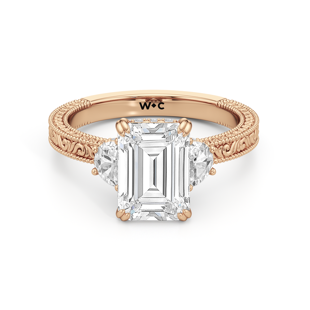 1503999-Engagement Ring with Emerald Cut Diamond in 14KT Rose Gold view 1
