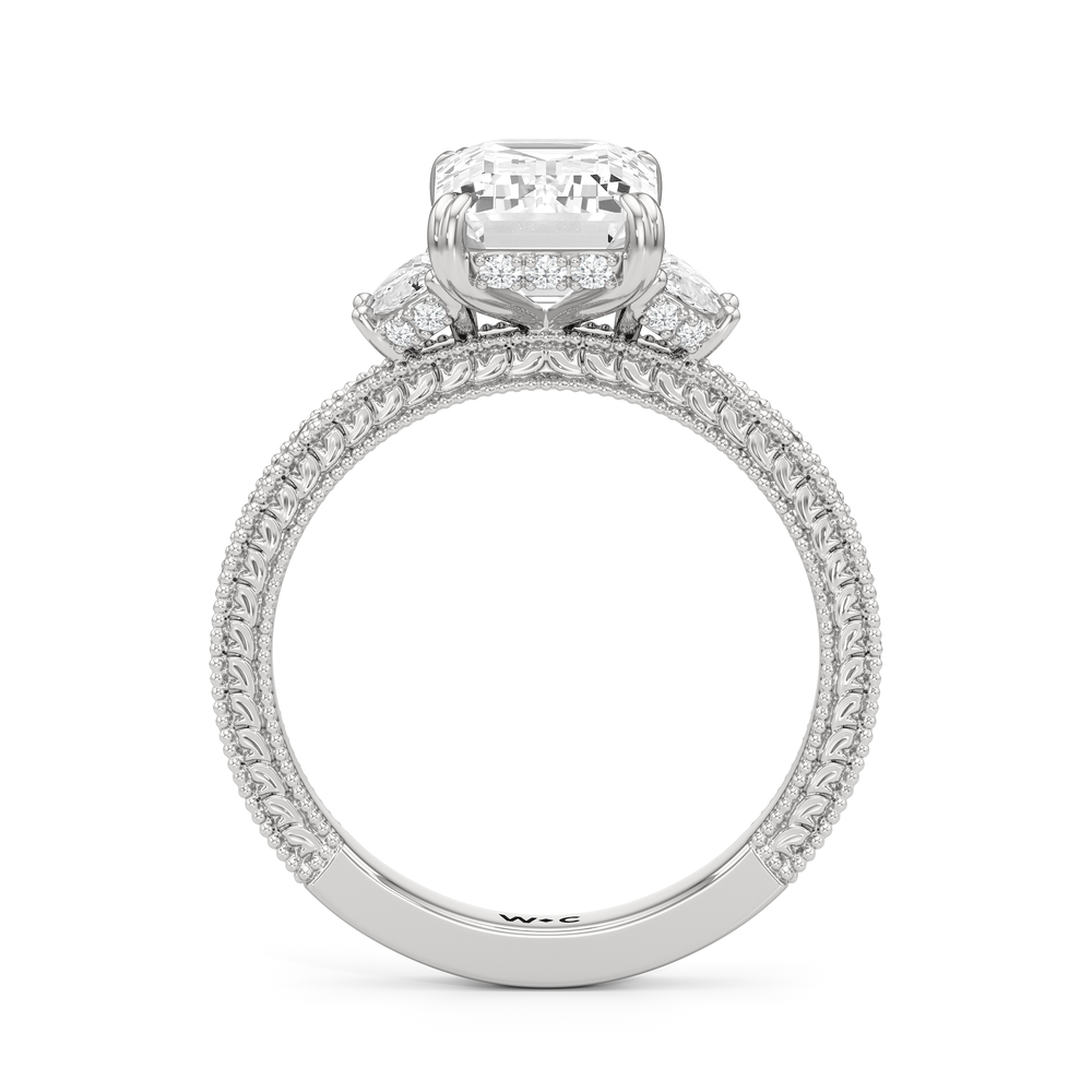 1503999-Engagement Ring with Emerald Cut Diamond in 14KT White Gold view 4
