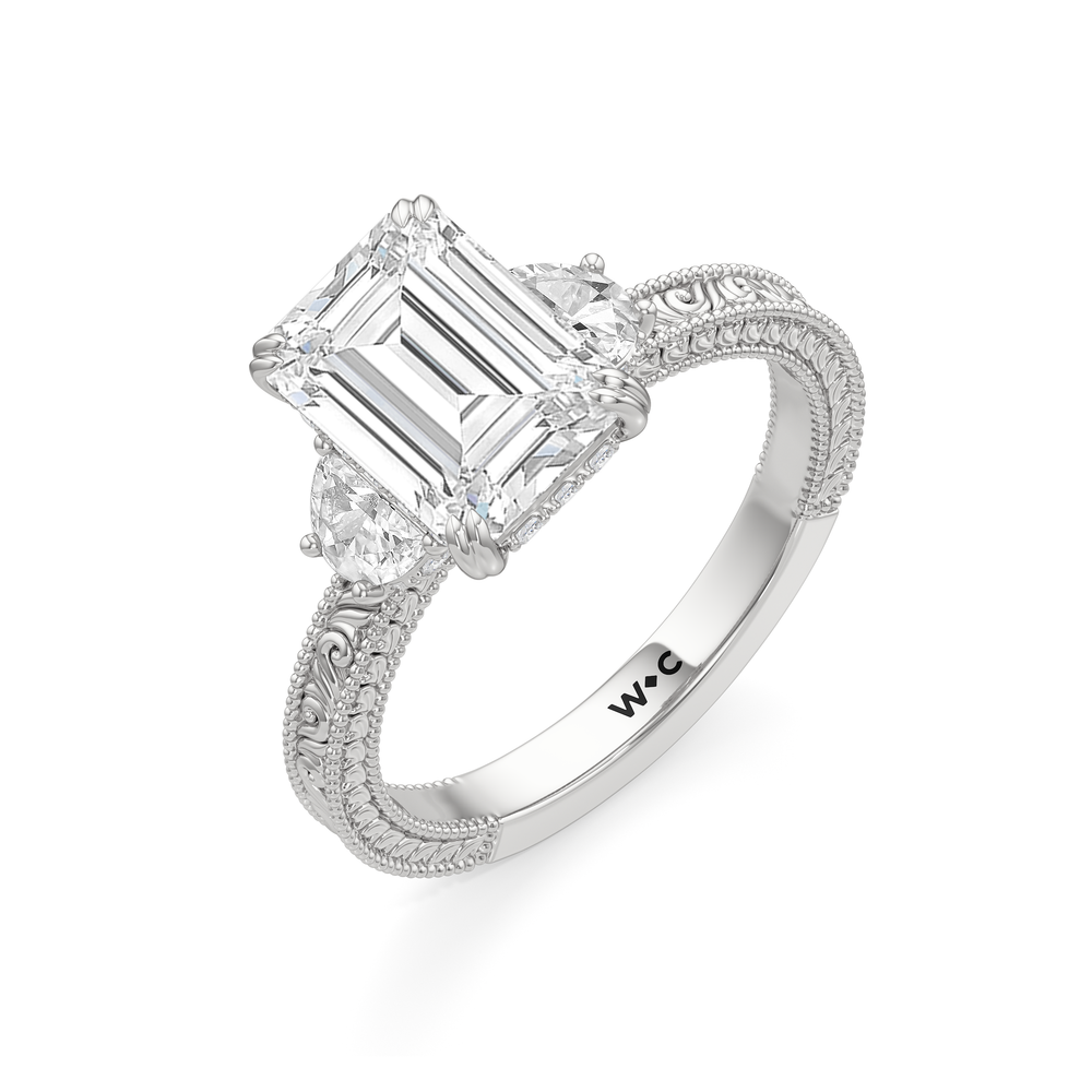 1503999-Engagement Ring with Emerald Cut Diamond in 14KT White Gold view 5

