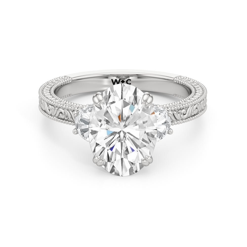 1503999-Engagement Ring with Oval Cut Diamond in 14KT White Gold view 1
