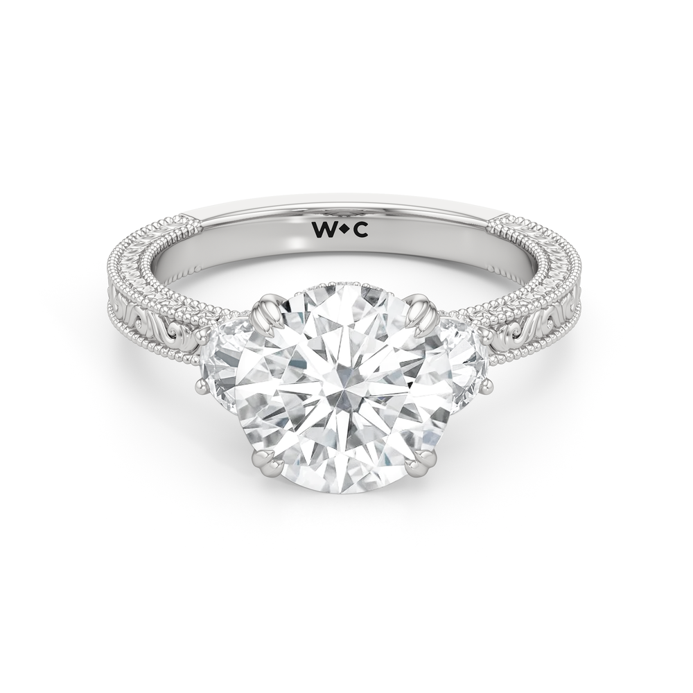 1503999-Engagement Ring with Round Cut Diamond in 14KT White Gold view 1
