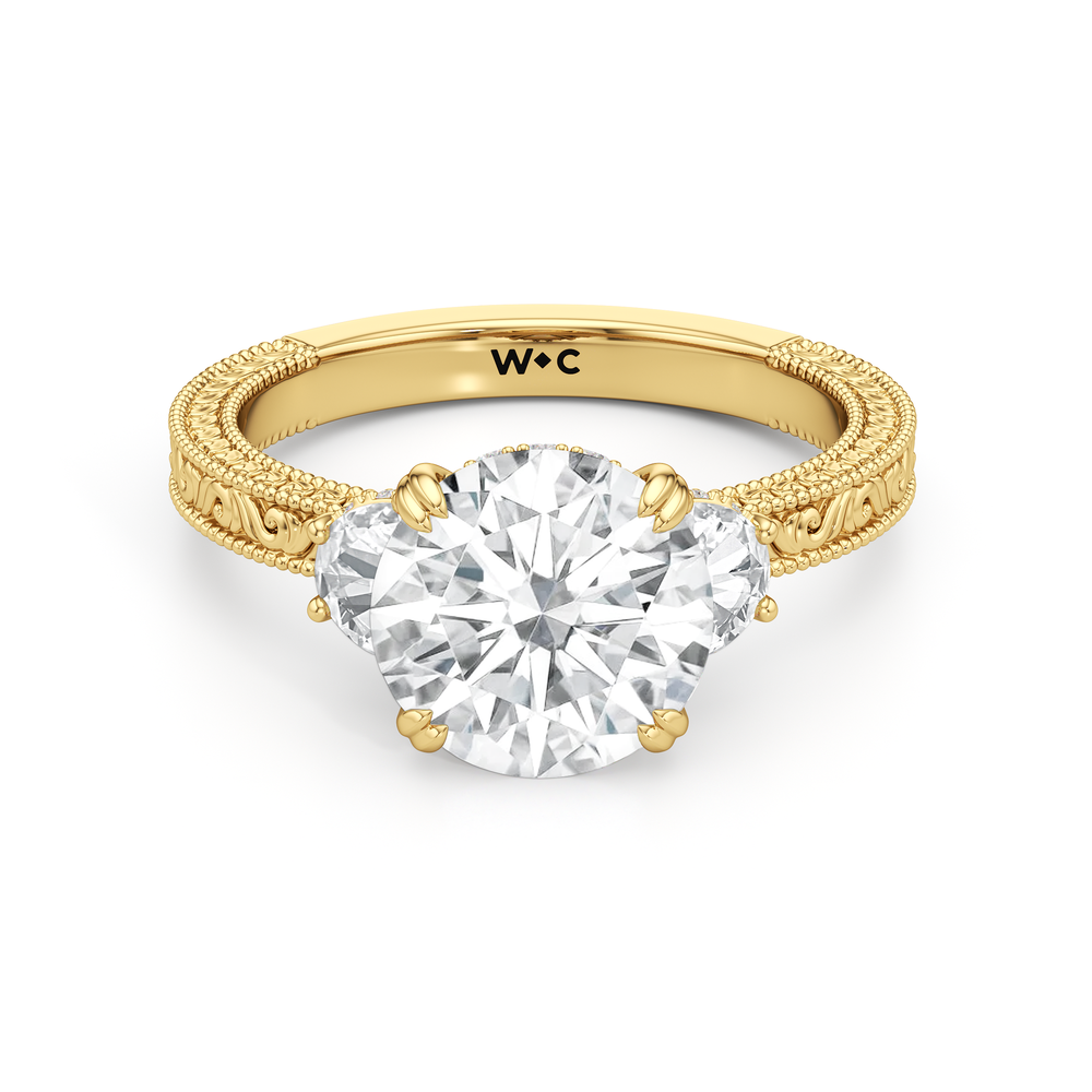 1503999-Engagement Ring with Round Cut Diamond in 14KT Yellow Gold view 1
