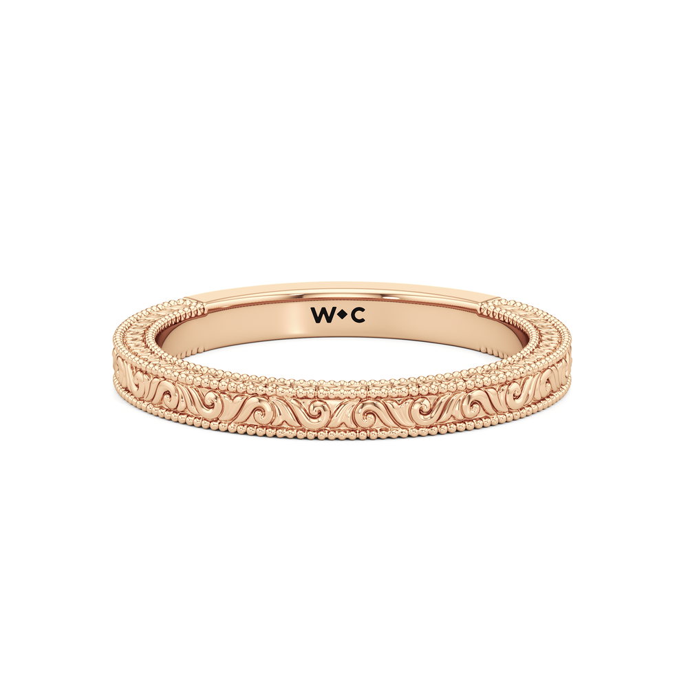 1504000-Wedding Band with 14KT Rose Gold Cut Diamond in 14KT Rose Gold view 1
