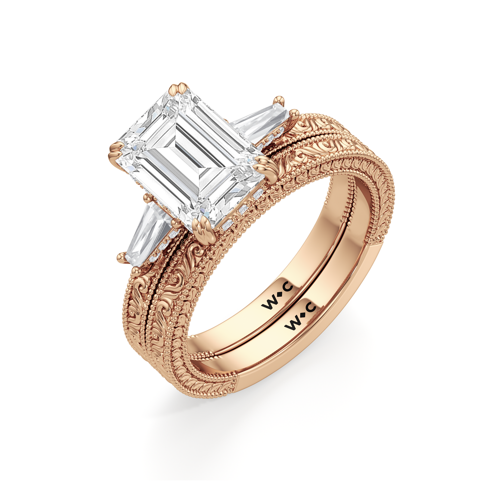 15040000-Engagement Ring with Emerald Cut Diamond in 14KT Rose Gold view 6
