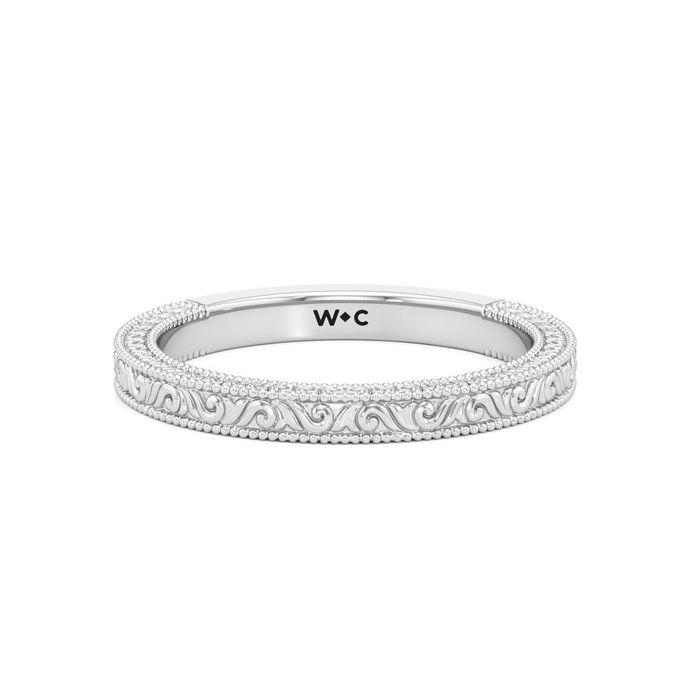 1504000-Wedding Band with 14KT White Gold Cut Diamond in 14KT White Gold view 1
