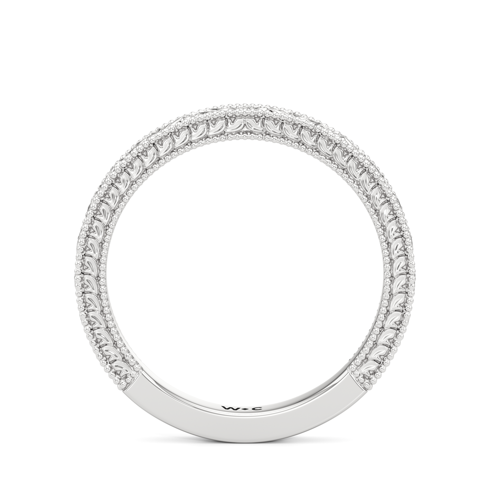 The Seraphine Trapezoid Three Stone Wedding Band with Platinum Cut Diamond in 14KT Platinum view 4
