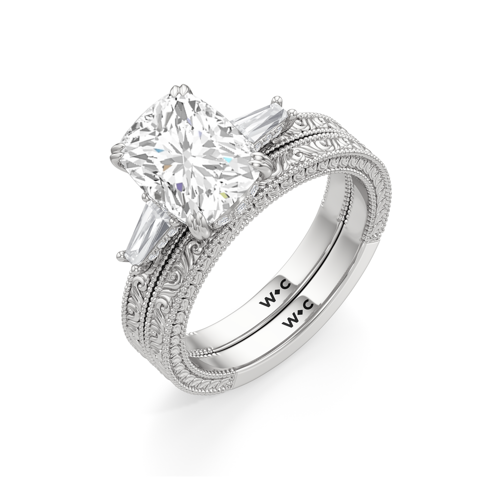 15040000-Engagement Ring with Elongated Cushion Cut Diamond in 14KT White Gold view 6
