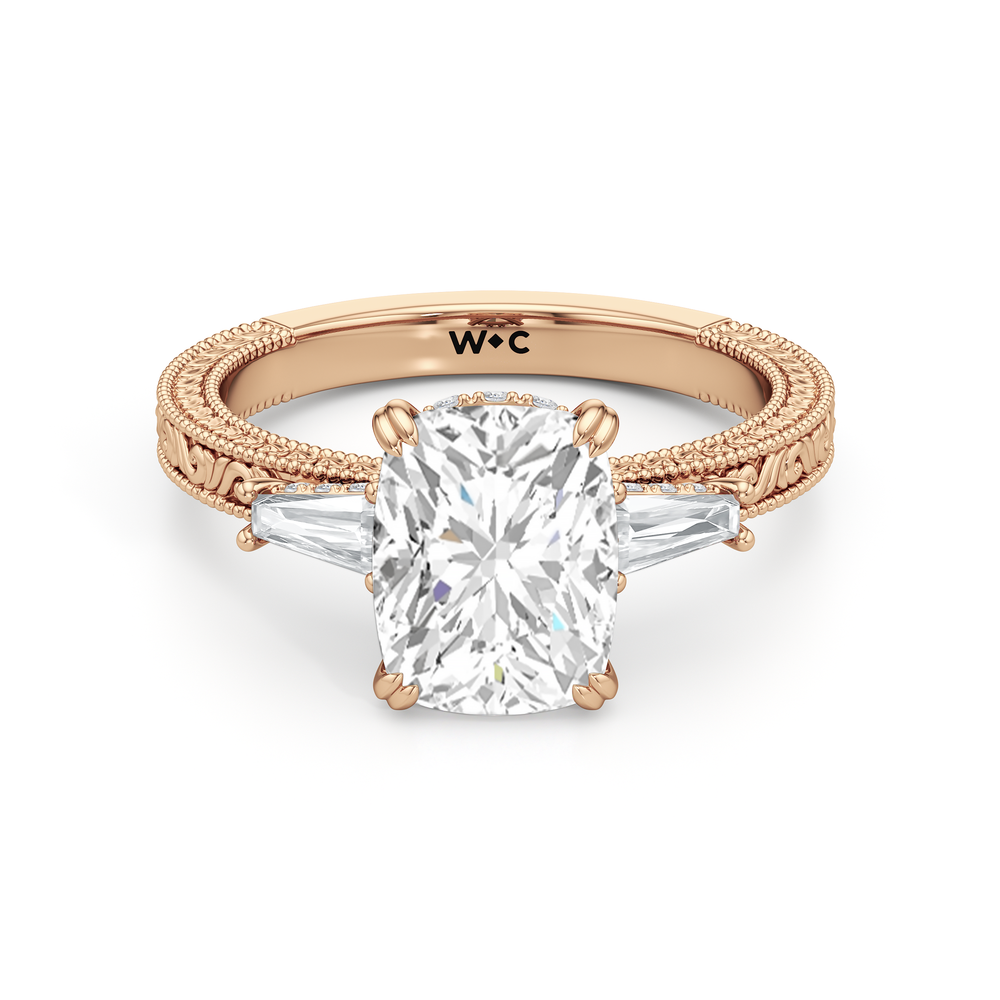 15040000-Engagement Ring with Elongated Cushion Cut Diamond in 14KT Rose Gold view 1
