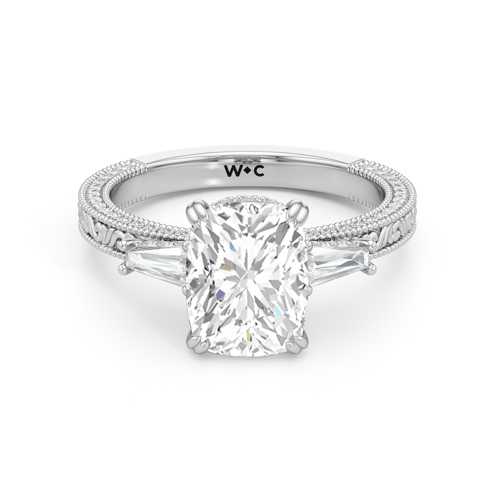 15040000-Engagement Ring with Elongated Cushion Cut Diamond in 14KT White Gold view 1
