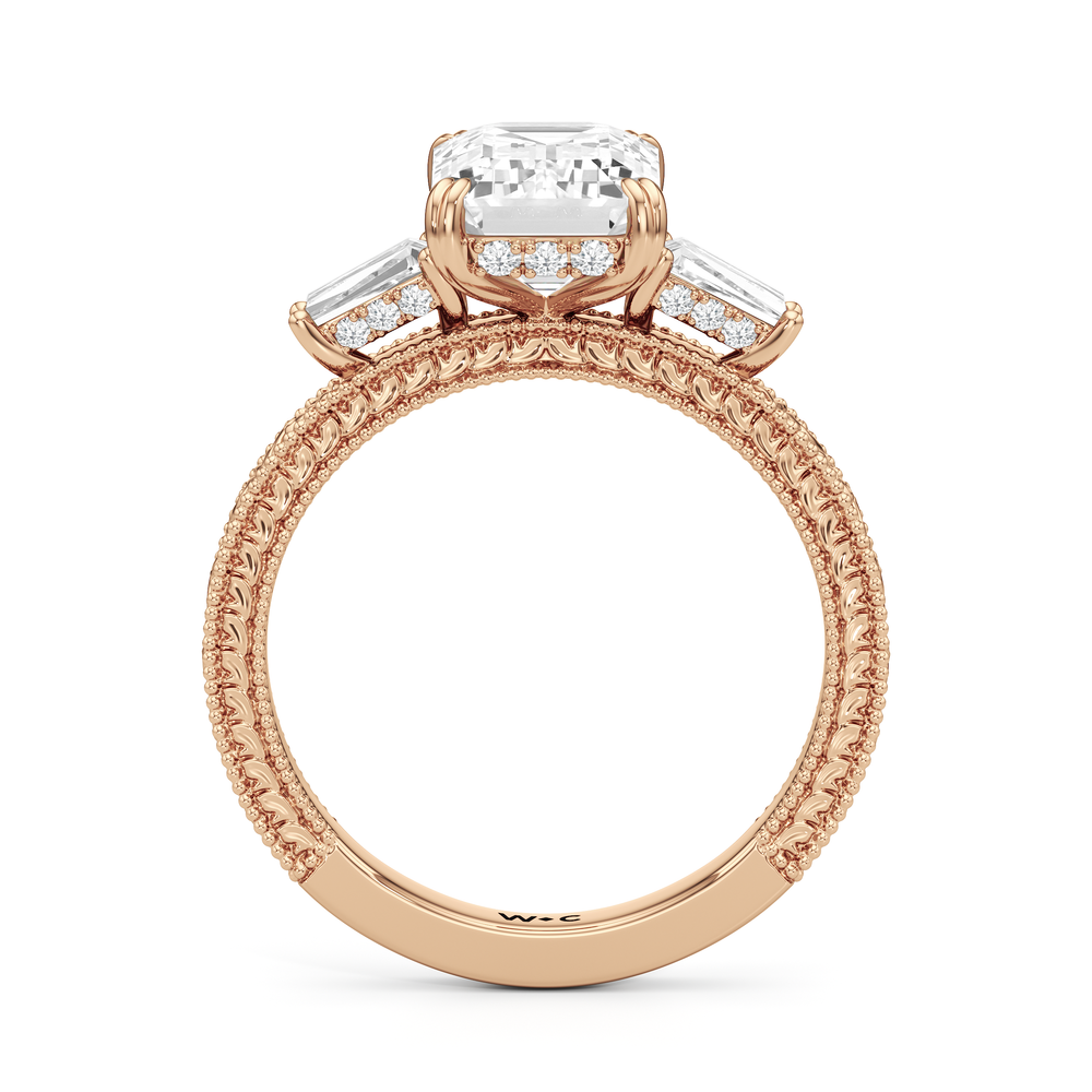15040000-Engagement Ring with Emerald Cut Diamond in 14KT Rose Gold view 4
