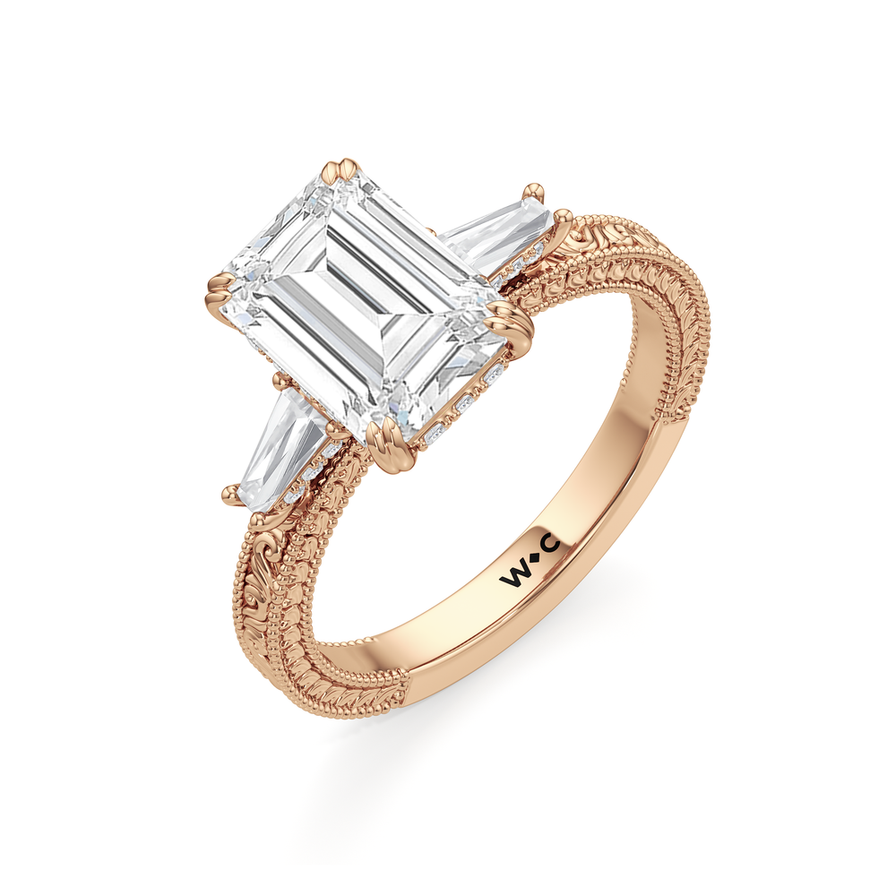 15040000-Engagement Ring with Emerald Cut Diamond in 14KT Rose Gold view 5
