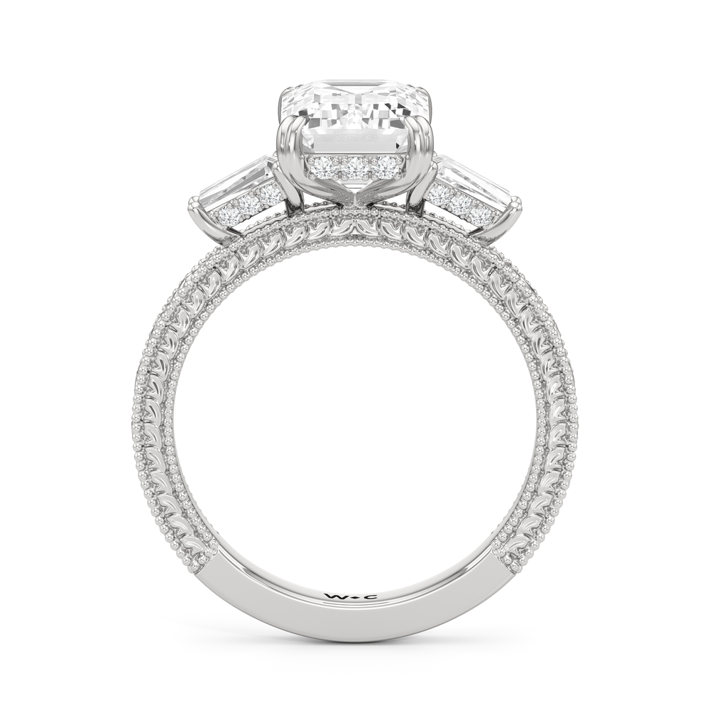 15040000-Engagement Ring with Emerald Cut Diamond in 14KT White Gold view 4
