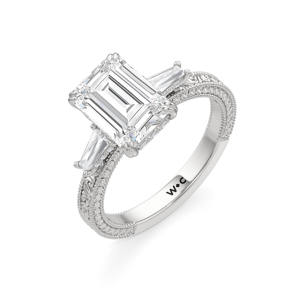15040000-Engagement Ring with Emerald Cut Diamond in 14KT White Gold view 5
