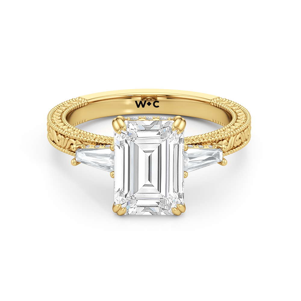 15040000-Engagement Ring with Emerald Cut Diamond in 14KT Yellow Gold view 1
