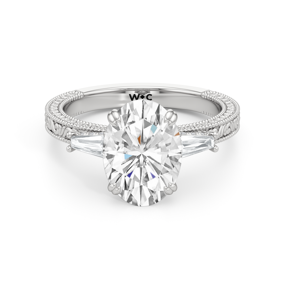 15040000-Engagement Ring with Oval Cut Diamond in 14KT White Gold view 1

