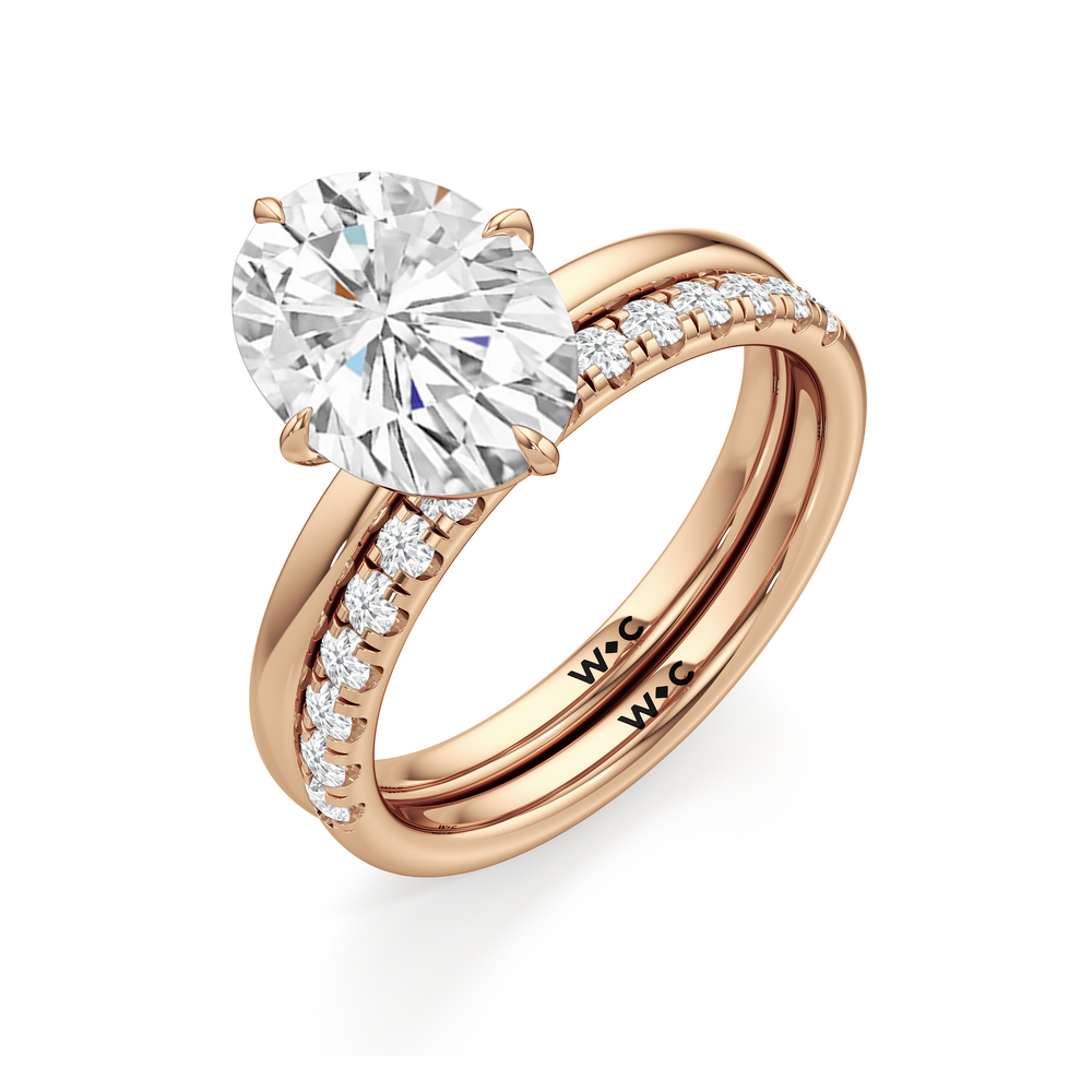 Aster Engagement Diamond Wedding Band with 14KT Rose Gold Cut Diamond in 14KT Rose Gold view 6
