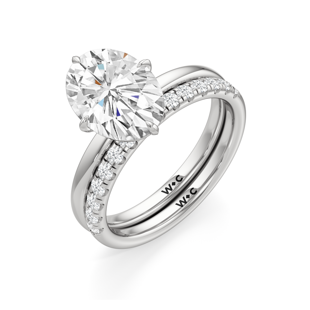 Aster Engagement Diamond Wedding Band with 14KT White Gold Cut Diamond in 14KT White Gold view 6
