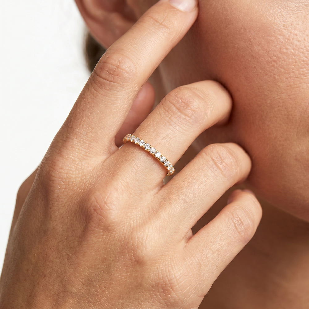 Aster Engagement Diamond Wedding Band with 14KT Yellow Gold Cut Diamond in 14KT Yellow Gold view 2
