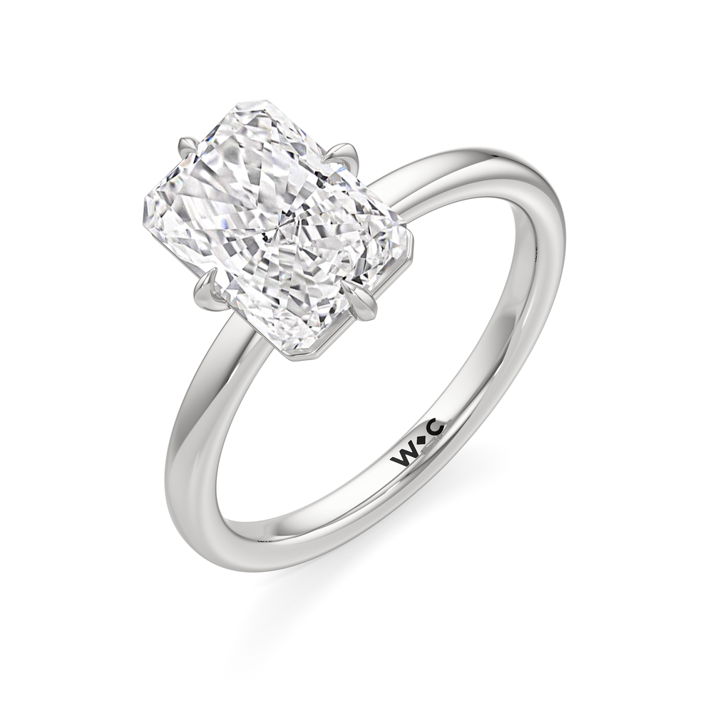 Aster Engagement Ring with Radiant Cut Diamond in 14KT White Gold view 5
