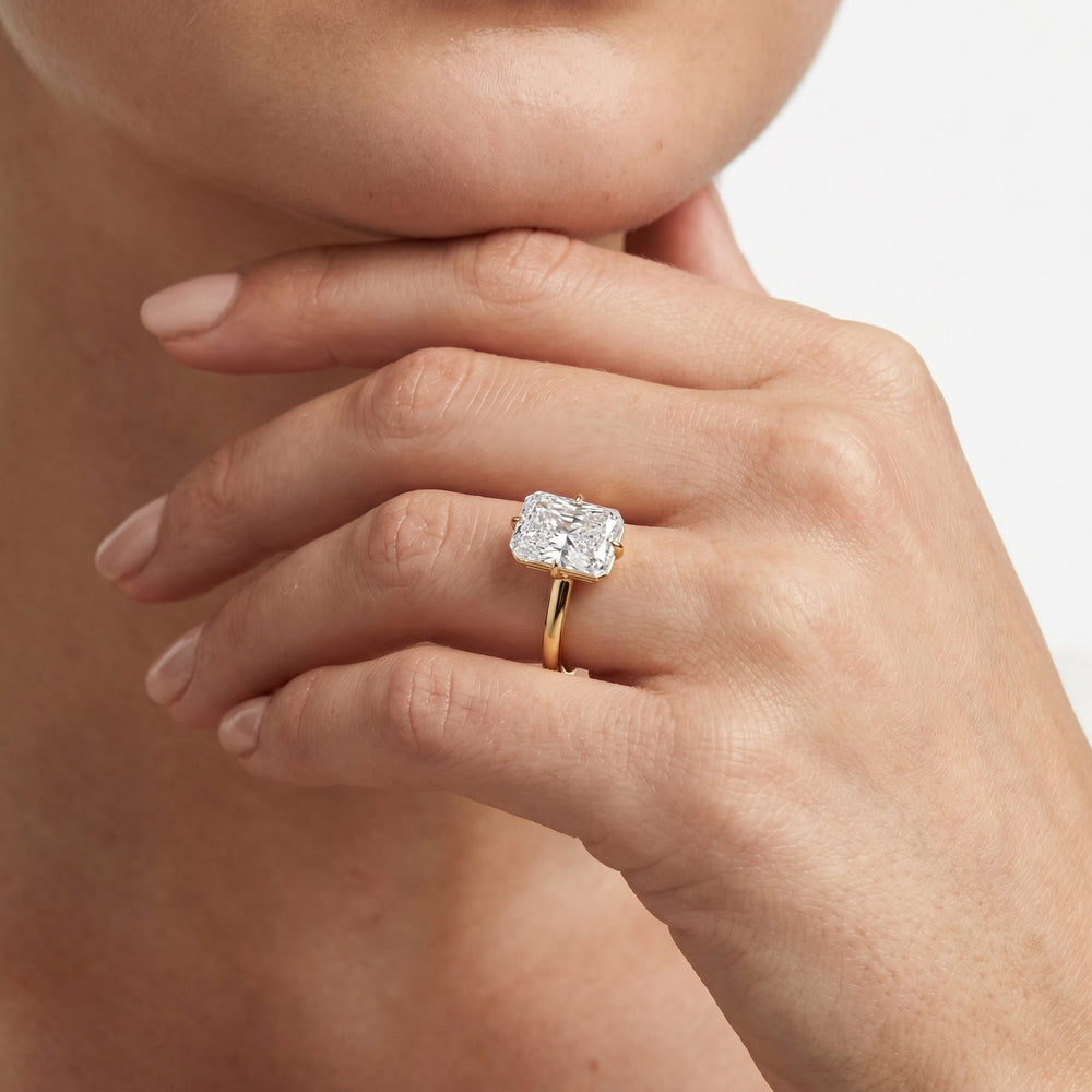 Antique Cushion Cut Aster Engagement Ring with Lab Grown Diamond in 14KT Yellow Gold view 3
