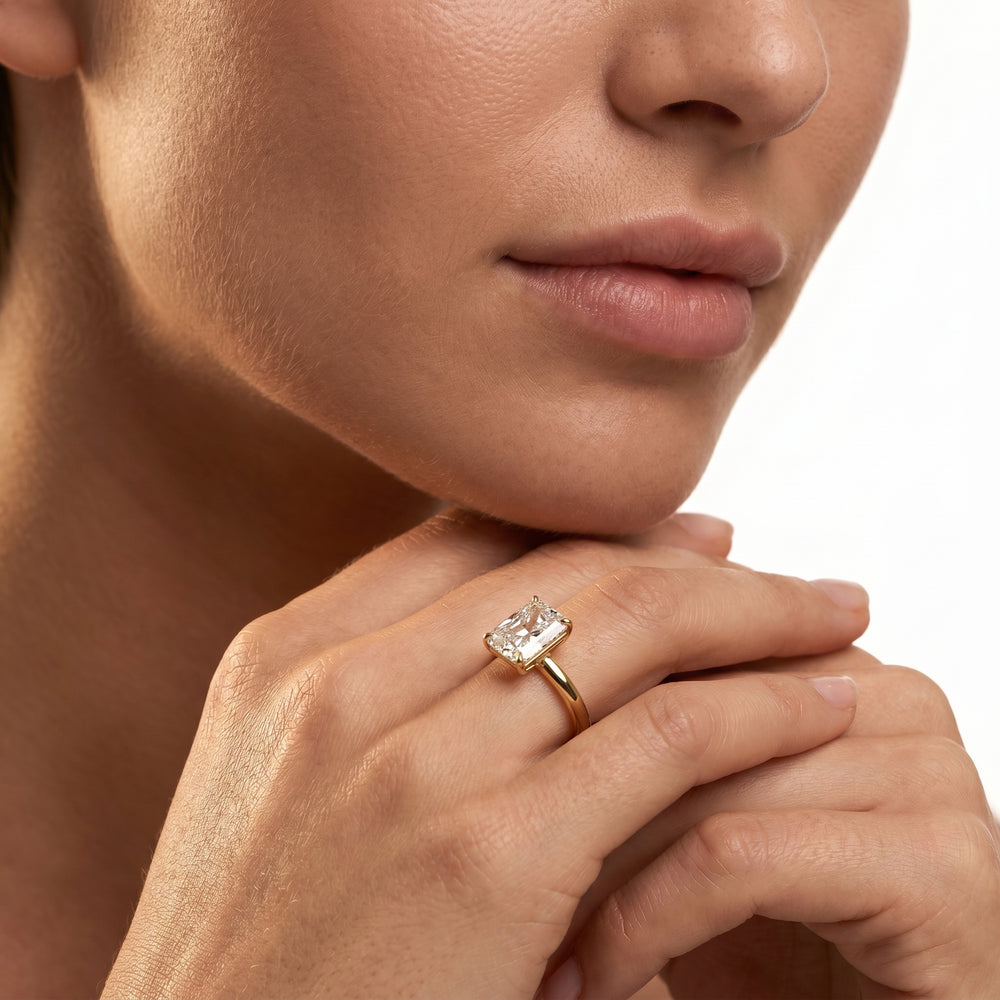 Aster Engagement Ring with Elongated Cushion Cut Diamond in 14KT Rose Gold view 3

