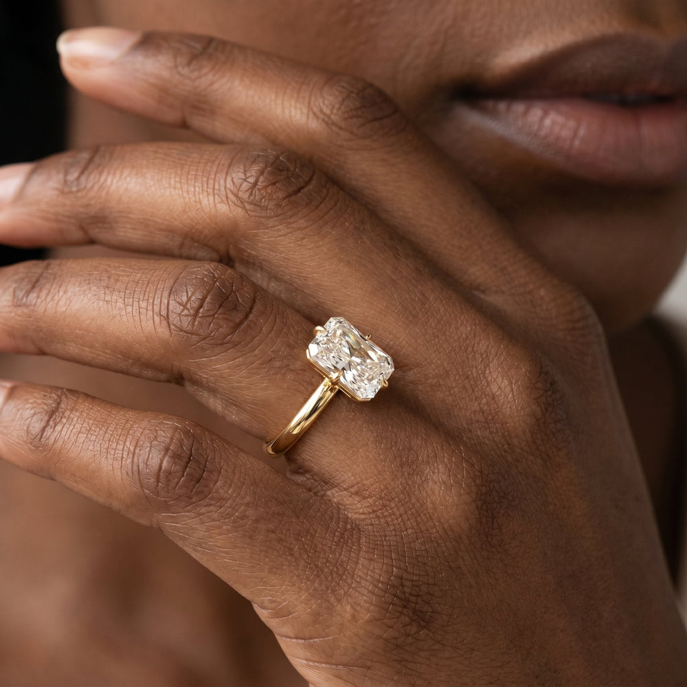 Antique Cushion Cut Aster Engagement Ring with Lab Grown Diamond in 14KT Yellow Gold view 2
