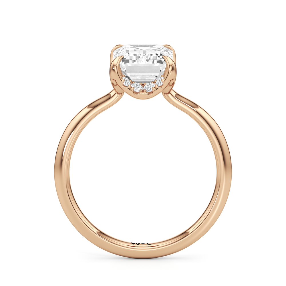 The Cassatt Low-Profile Ring with Emerald Cut Diamond in 14KT Rose Gold view 5
