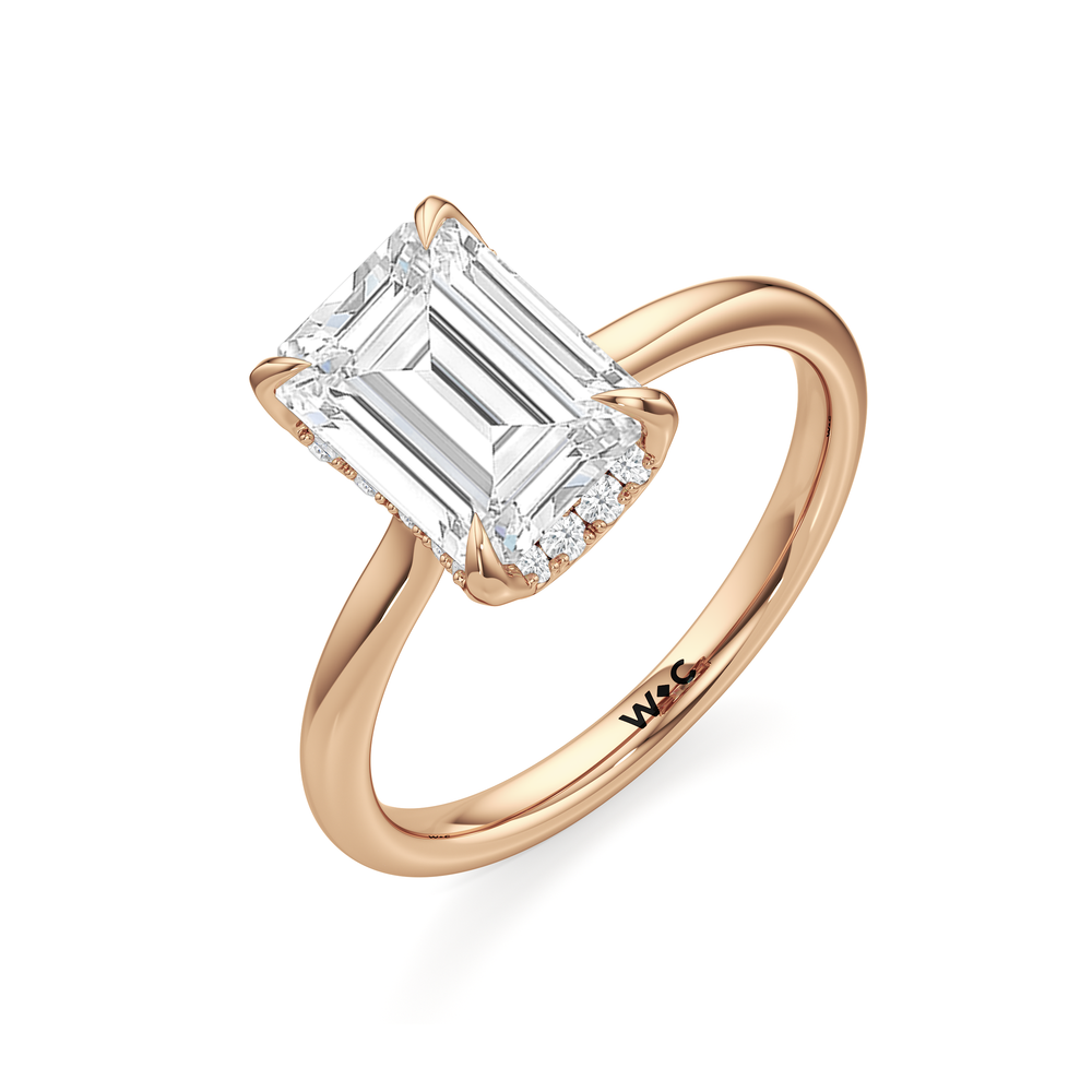 The Cassatt Low-Profile Ring with Emerald Cut Diamond in 14KT Rose Gold view 6
