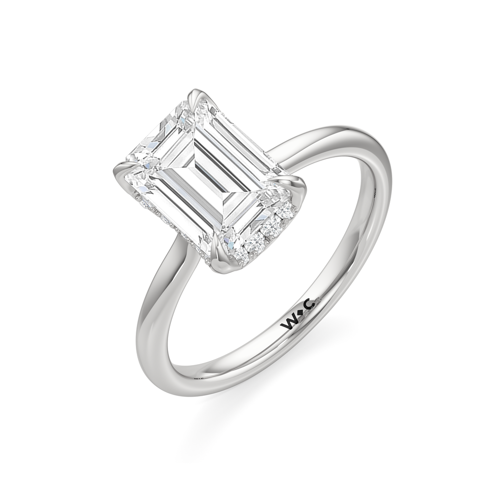 The Cassatt Low-Profile Ring with Emerald Cut Diamond in 14KT Platinum view 6
